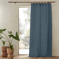 Занавеска Из осветленного льна с кожаными шлевками Private 140 x 180 см синий AM.PM  фото, kupilegko.ru